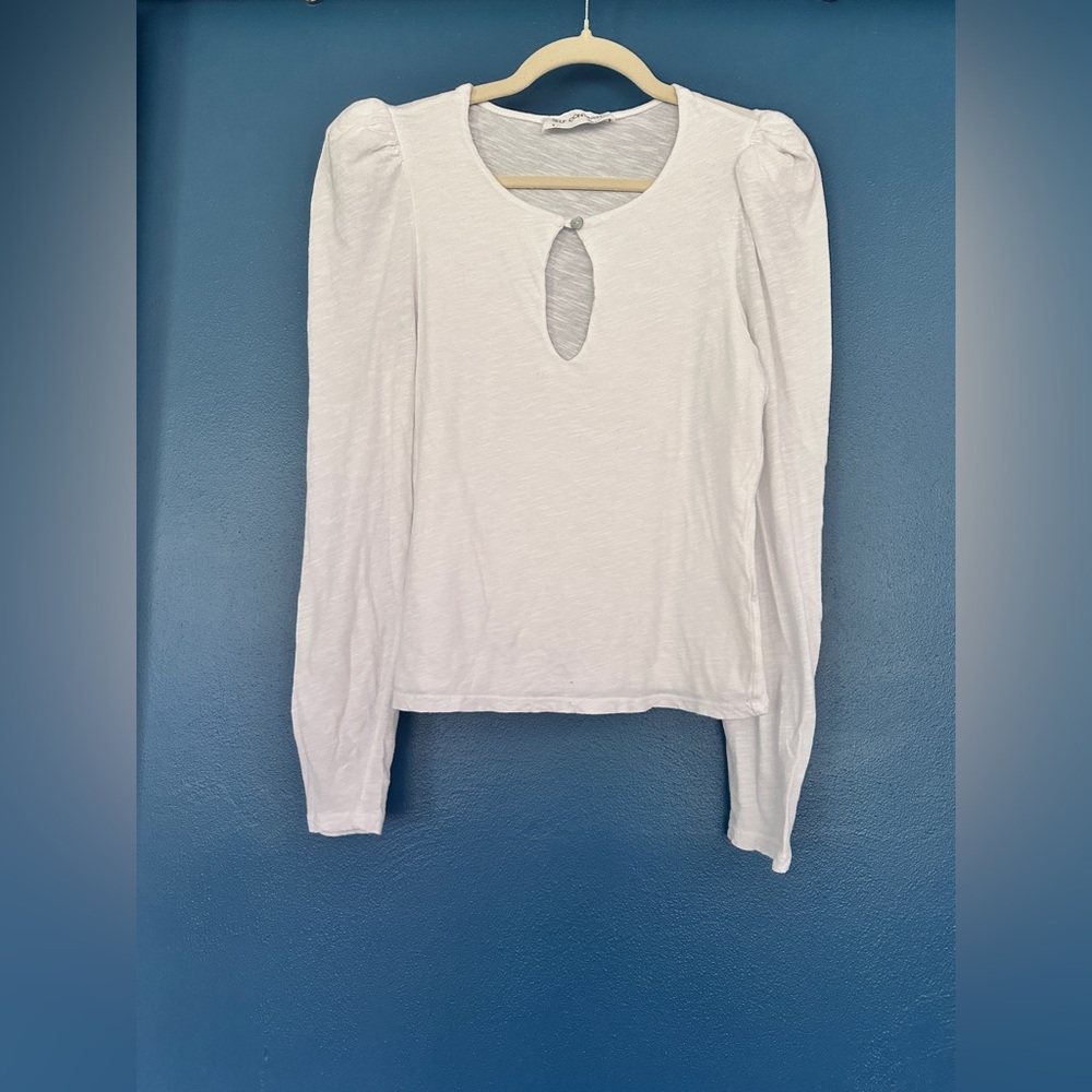 White Long Sleeve Cut Out Blouse